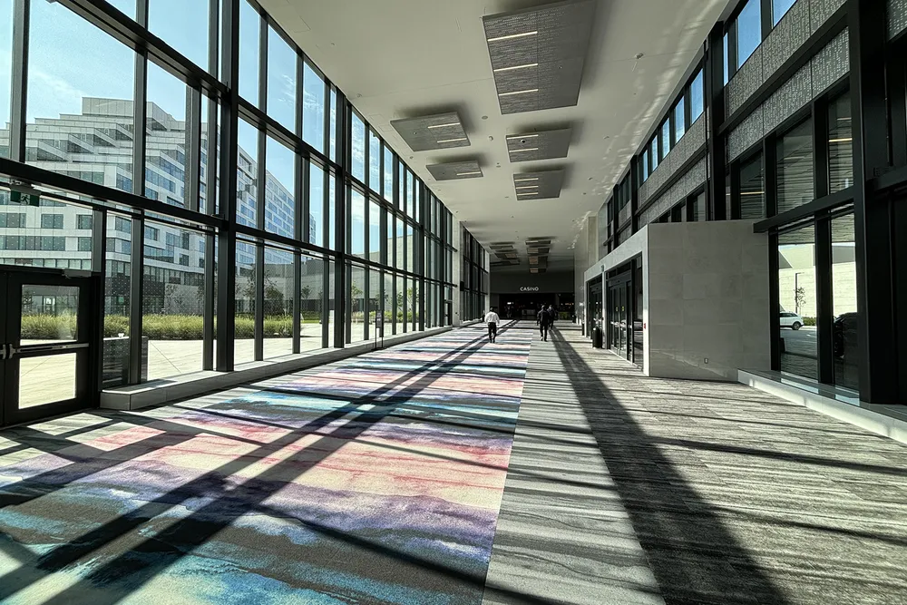 Long east lobby corridor at Great Canadian Toronto